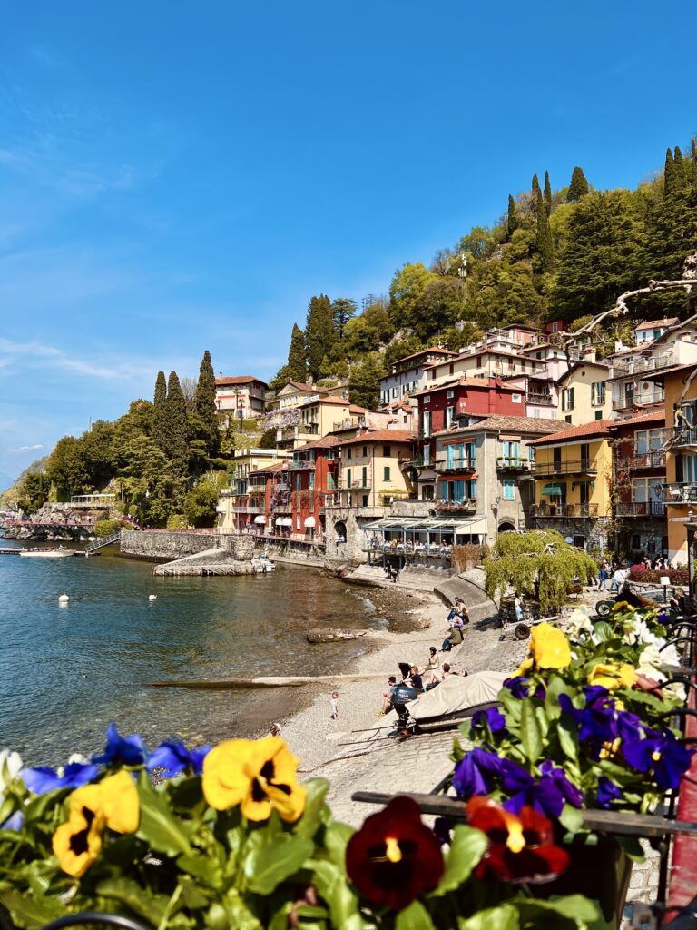 Shoreline view of Varenna, Lake Como from Bar Il Molo