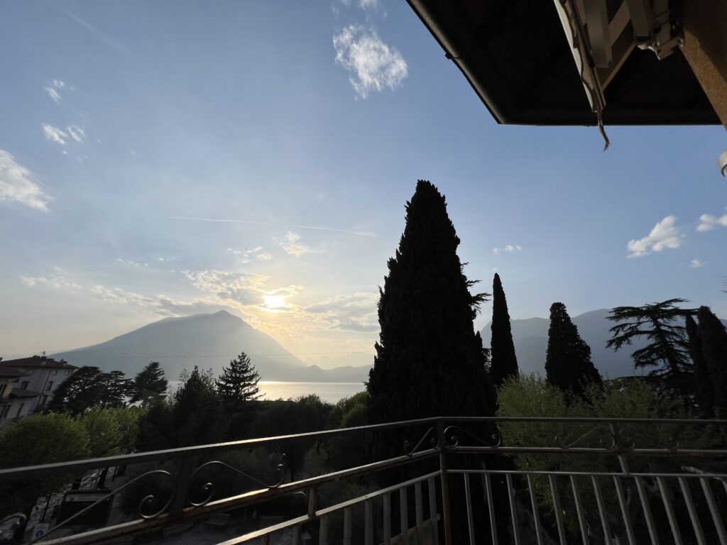 Sunset view of Lake Como from a Varenna hotel